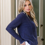 Sarah Alexis Sweaters Meagan Cashmere Polo - Mariner Blue