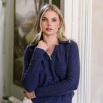 Sarah Alexis Sweaters Meagan Cashmere Polo - Mariner Blue