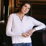 Sarah Alexis Sweaters Meagan Cashmere Polo - White
