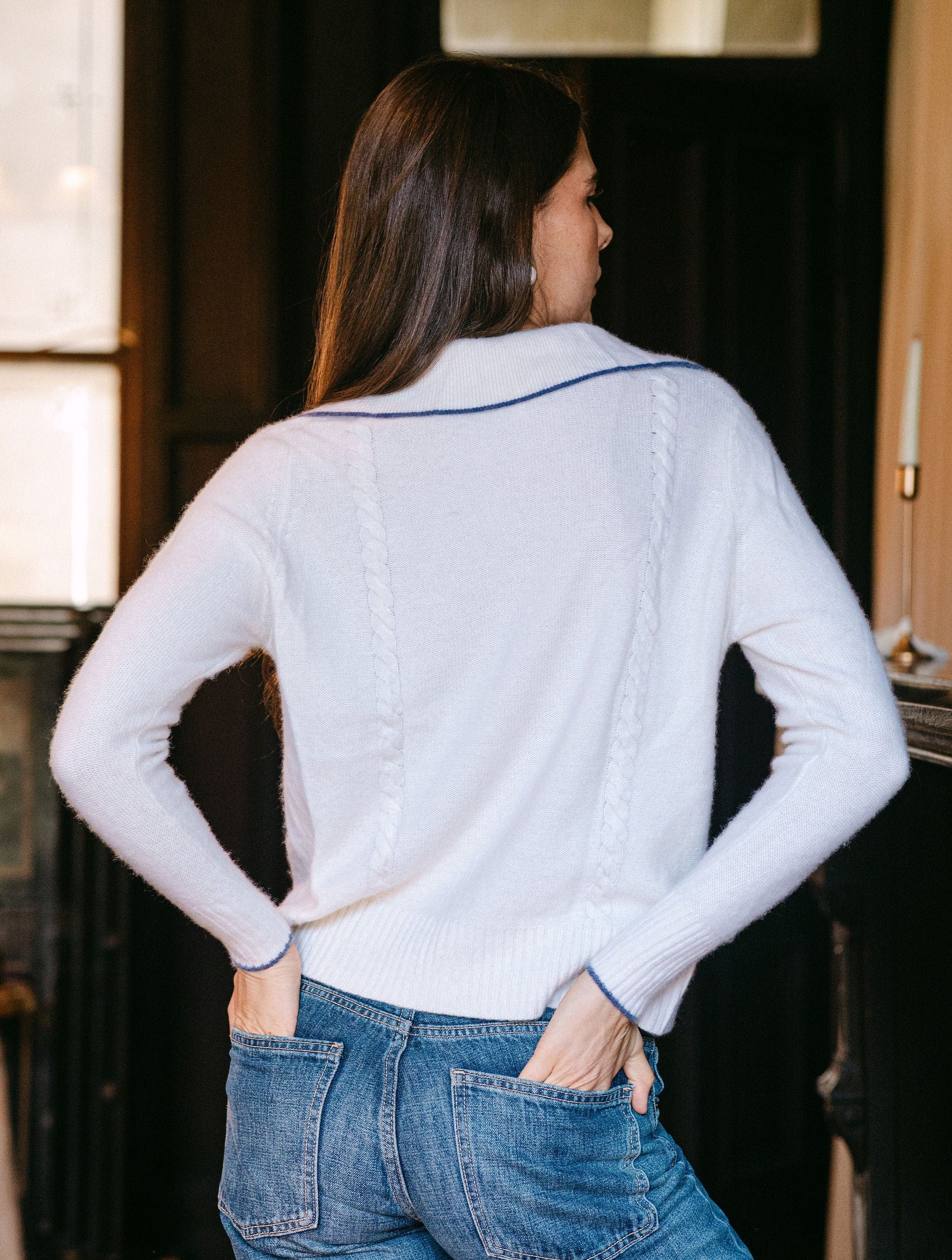 Sarah Alexis Sweaters Meagan Cashmere Polo - White