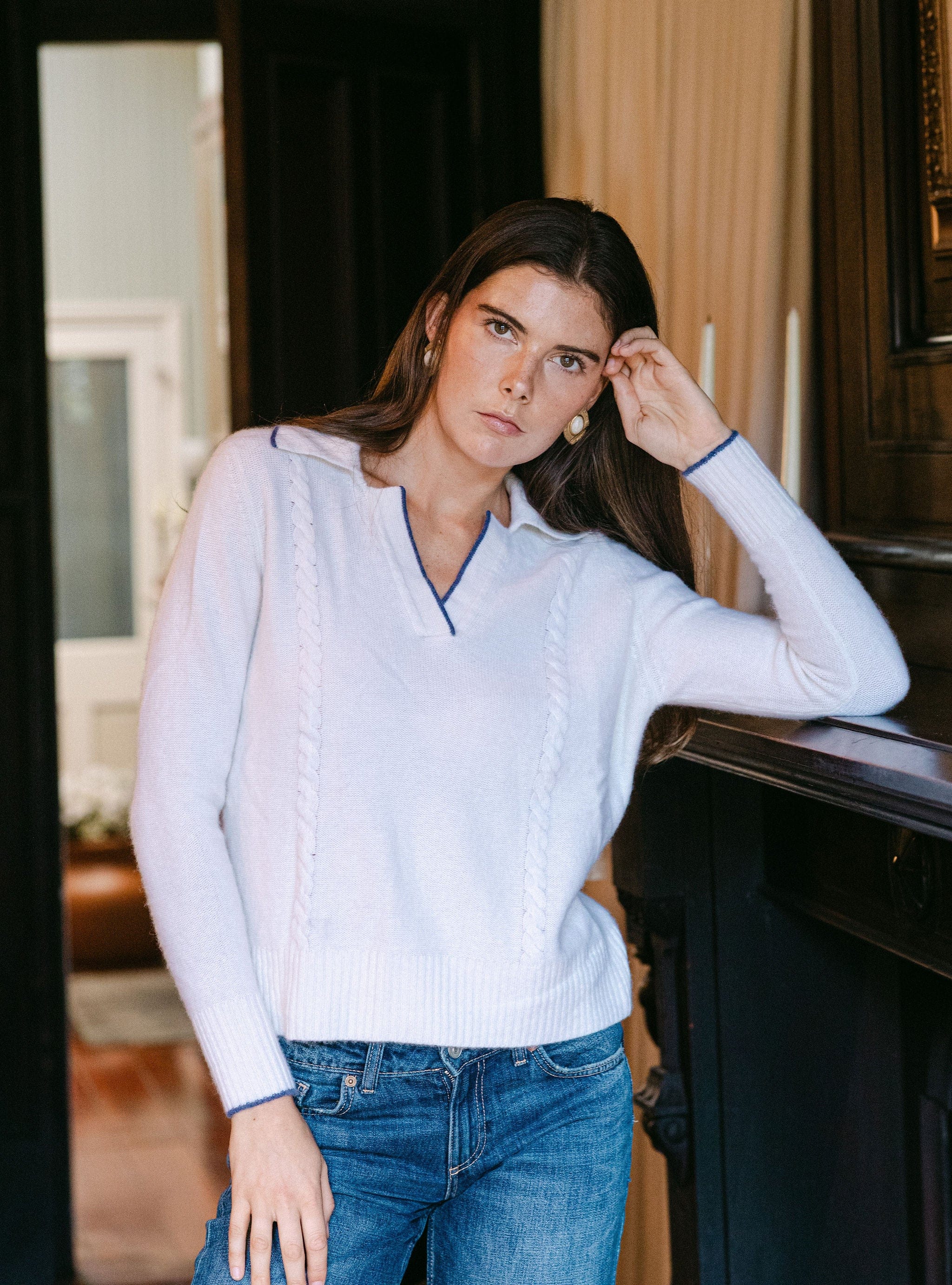 Sarah Alexis Sweaters Meagan Cashmere Polo - White
