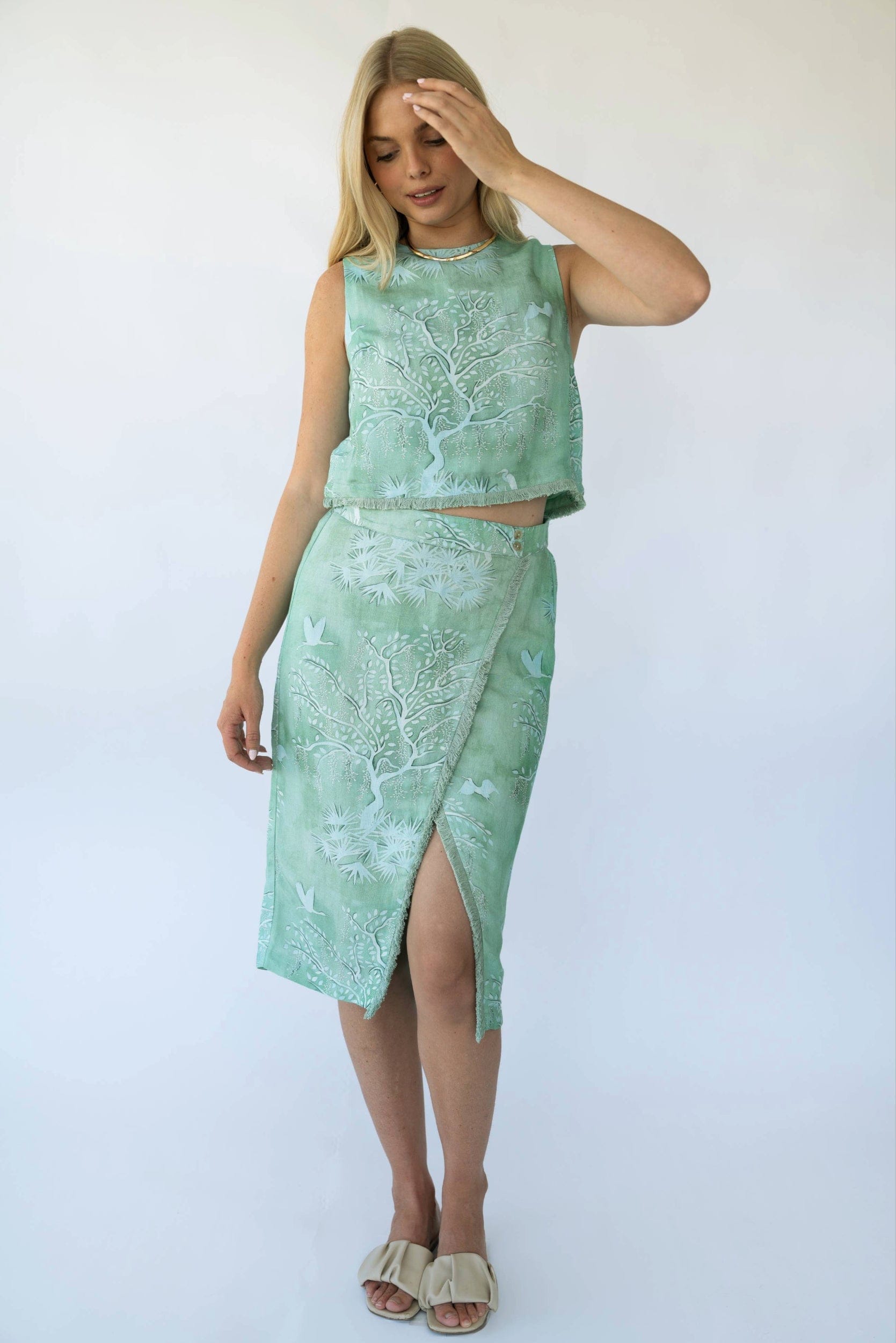 Sarah Alexis Tops Alice Top - Green Lowcountry Watercolor