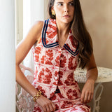 Sarah Alexis Tops Elizabeth Vest - Red Sailor's Tile