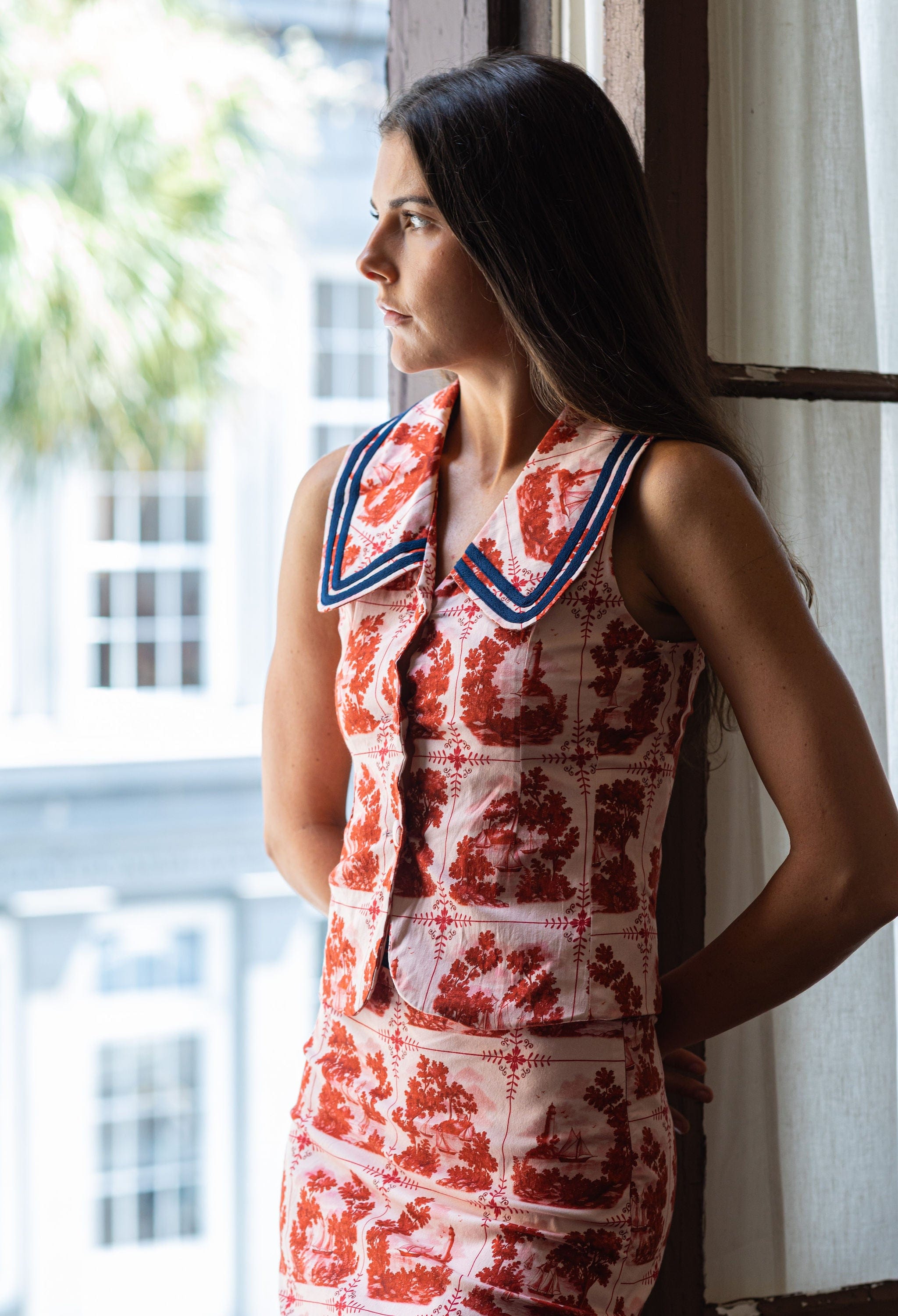 Sarah Alexis Tops Elizabeth Vest - Red Sailor's Tile