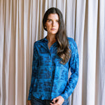 Sarah Alexis Tops Maeve Buttondown Shirt - Dark Blue Sailor's Tile