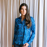 Sarah Alexis Tops Maeve Buttondown Shirt - Dark Blue Sailor's Tile