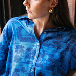 Sarah Alexis Tops Maeve Buttondown Shirt - Dark Blue Sailor's Tile