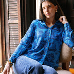 Sarah Alexis Tops Maeve Buttondown Shirt - Dark Blue Sailor's Tile