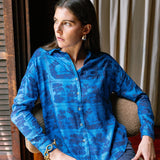 Sarah Alexis Tops Maeve Buttondown Shirt - Dark Blue Sailor's Tile