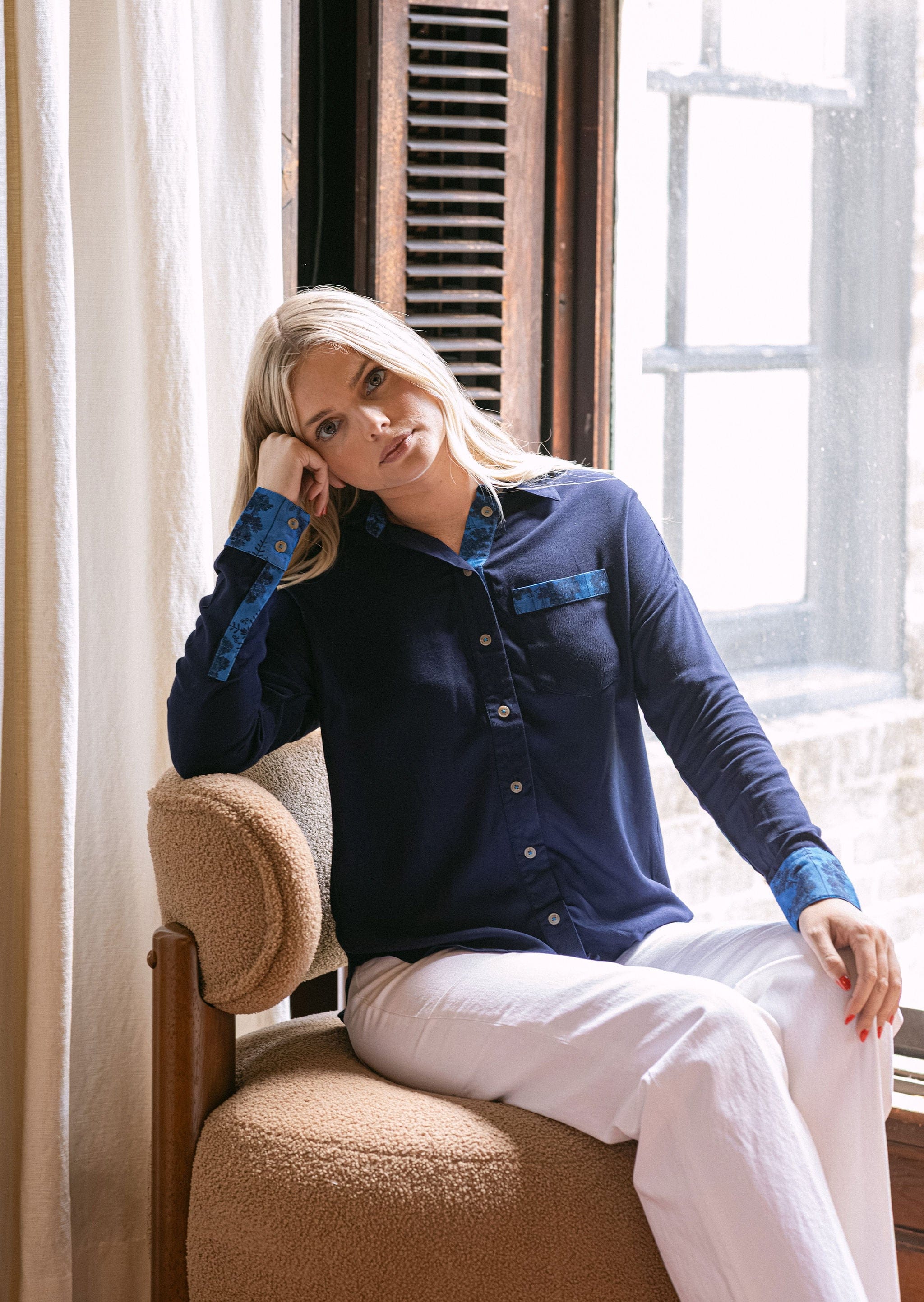 Sarah Alexis Tops Maeve Buttondown Shirt - Navy