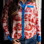 Sarah Alexis Tops Maeve Buttondown Shirt - Red Sailor's Tile