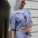 Sister New York Top Scalloped Top Blue Stripe