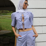 Sister New York Top Scalloped Top Blue Stripe