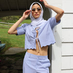 Sister New York Top Scalloped Top Blue Stripe