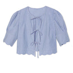 Sister New York Top Scalloped Top Blue Stripe