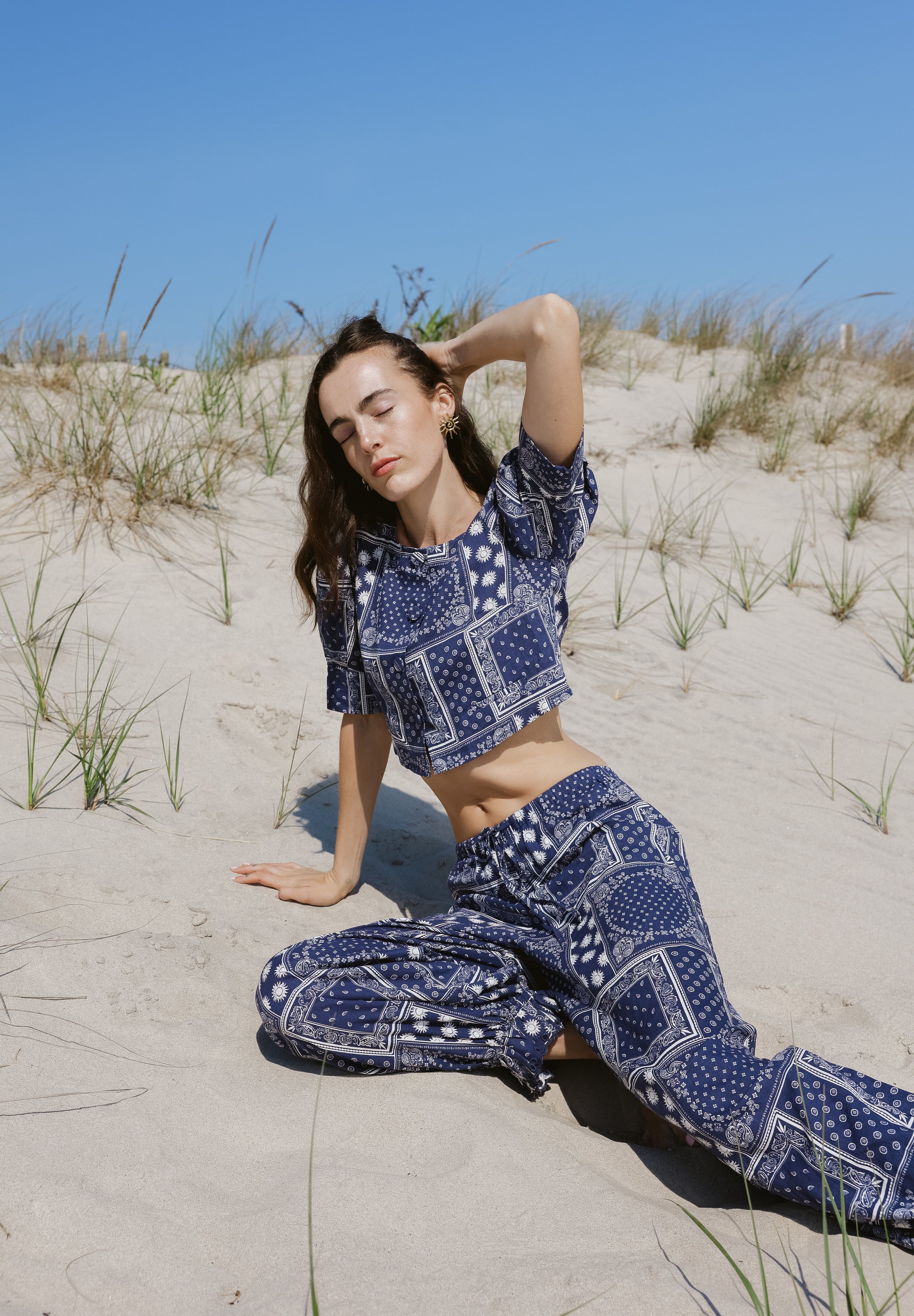 Sister Swim dresses Bloomer Pant Navy Bandana Print