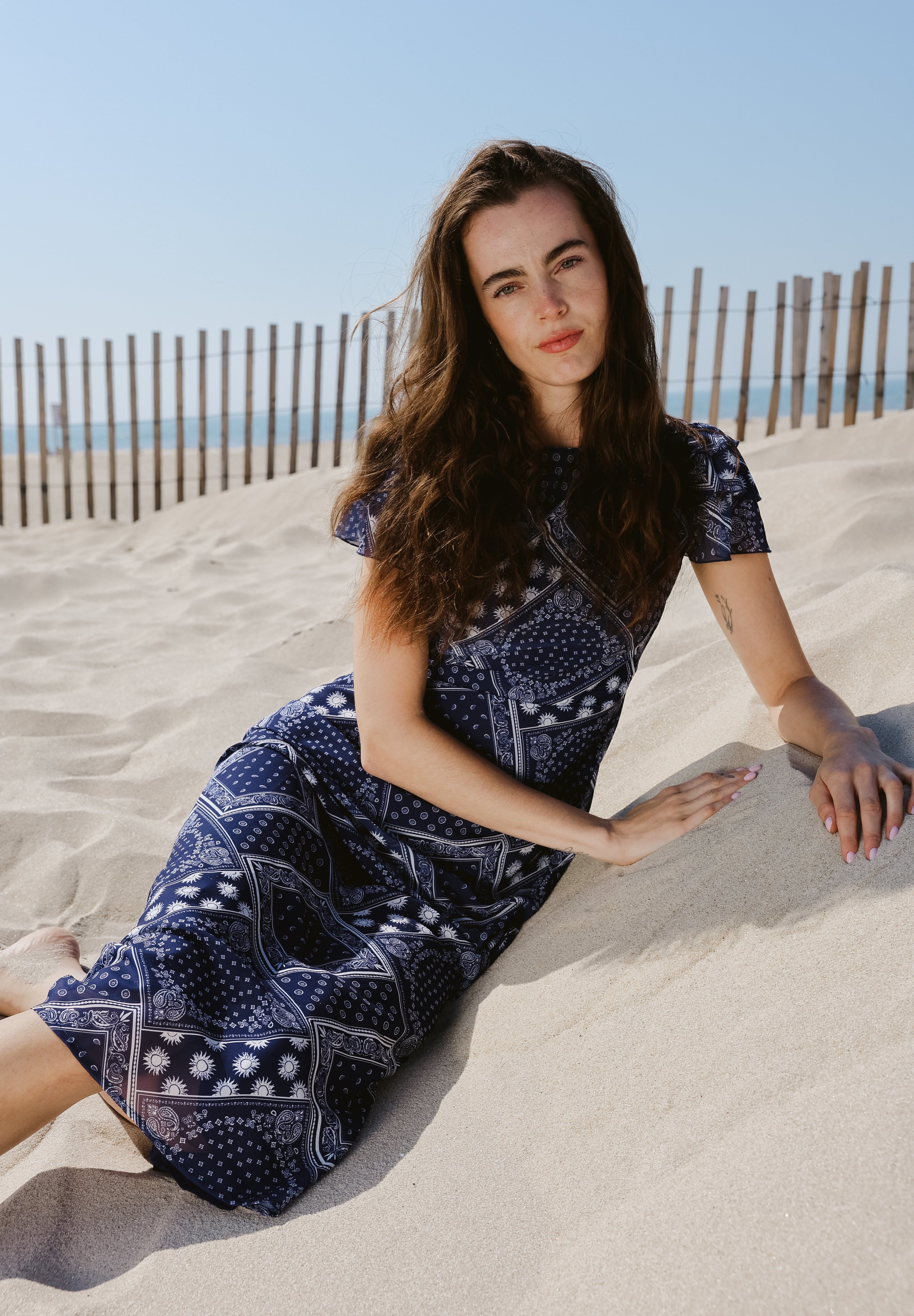 Fox Dress in Navy Bandana S