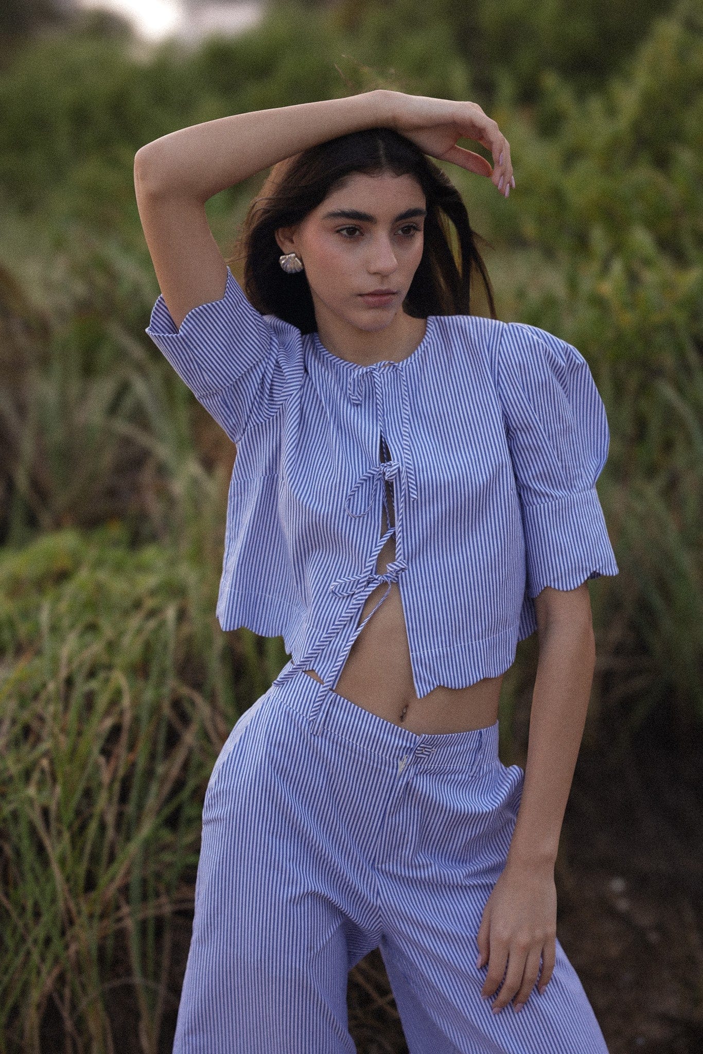 Sister Swim dresses Scalloped Top Blue Stripe