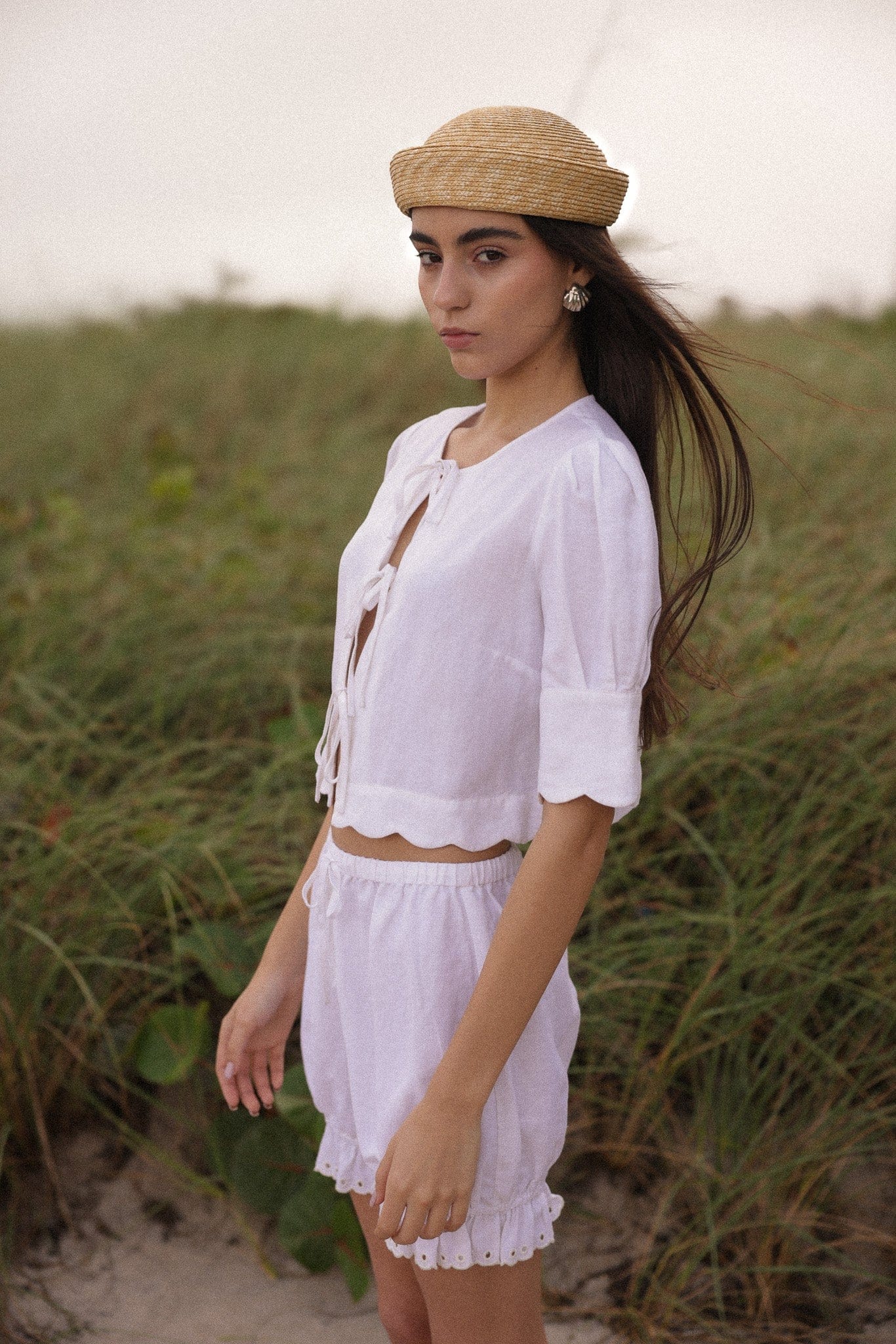 Sister Swim dresses Scalloped Top White