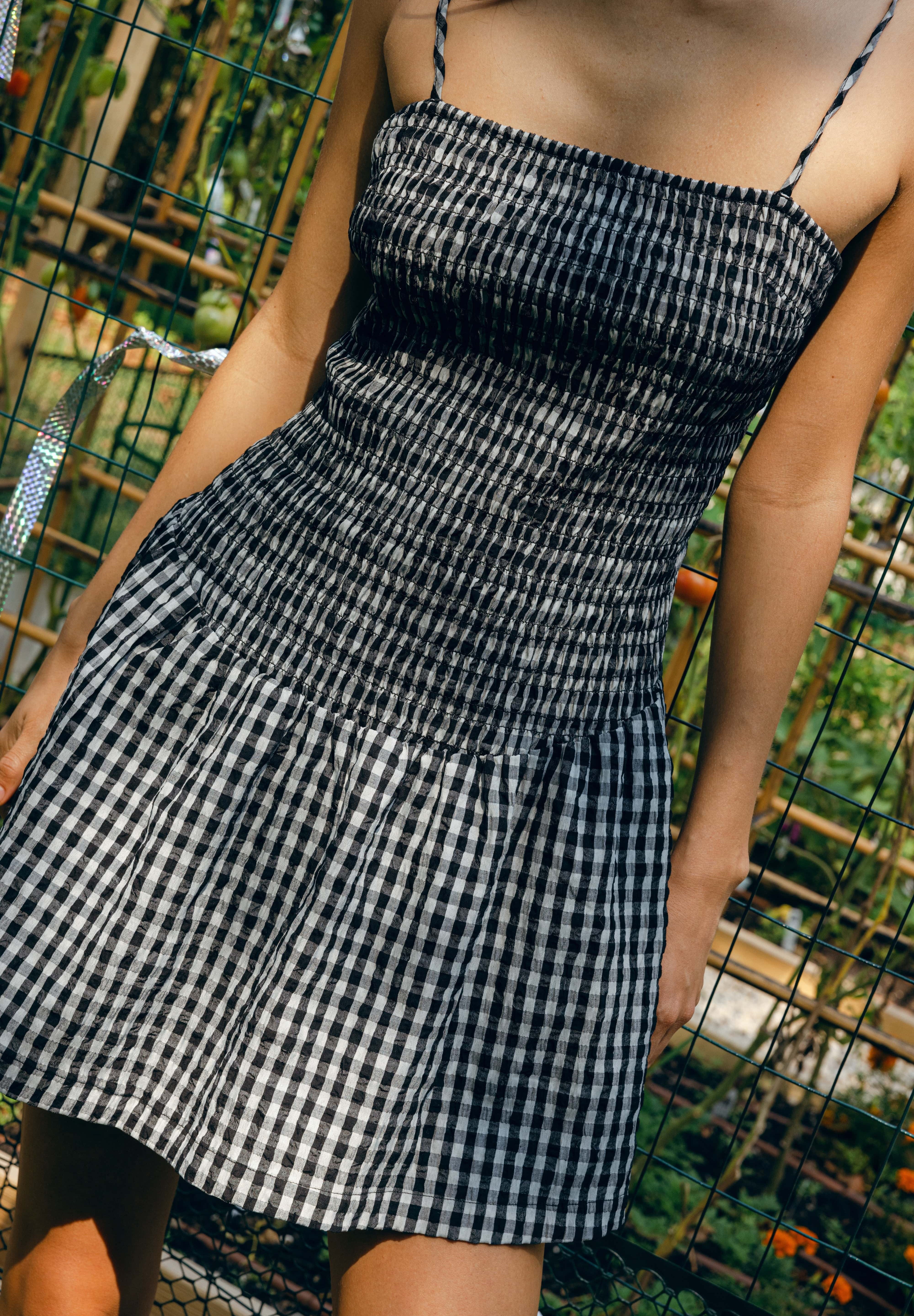 Shore Dress Black and White Check L