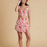 Sister Swim Shannon Linen Cargo Skirt Red Floral