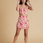 Sister Swim Shannon Linen Cargo Skirt Red Floral