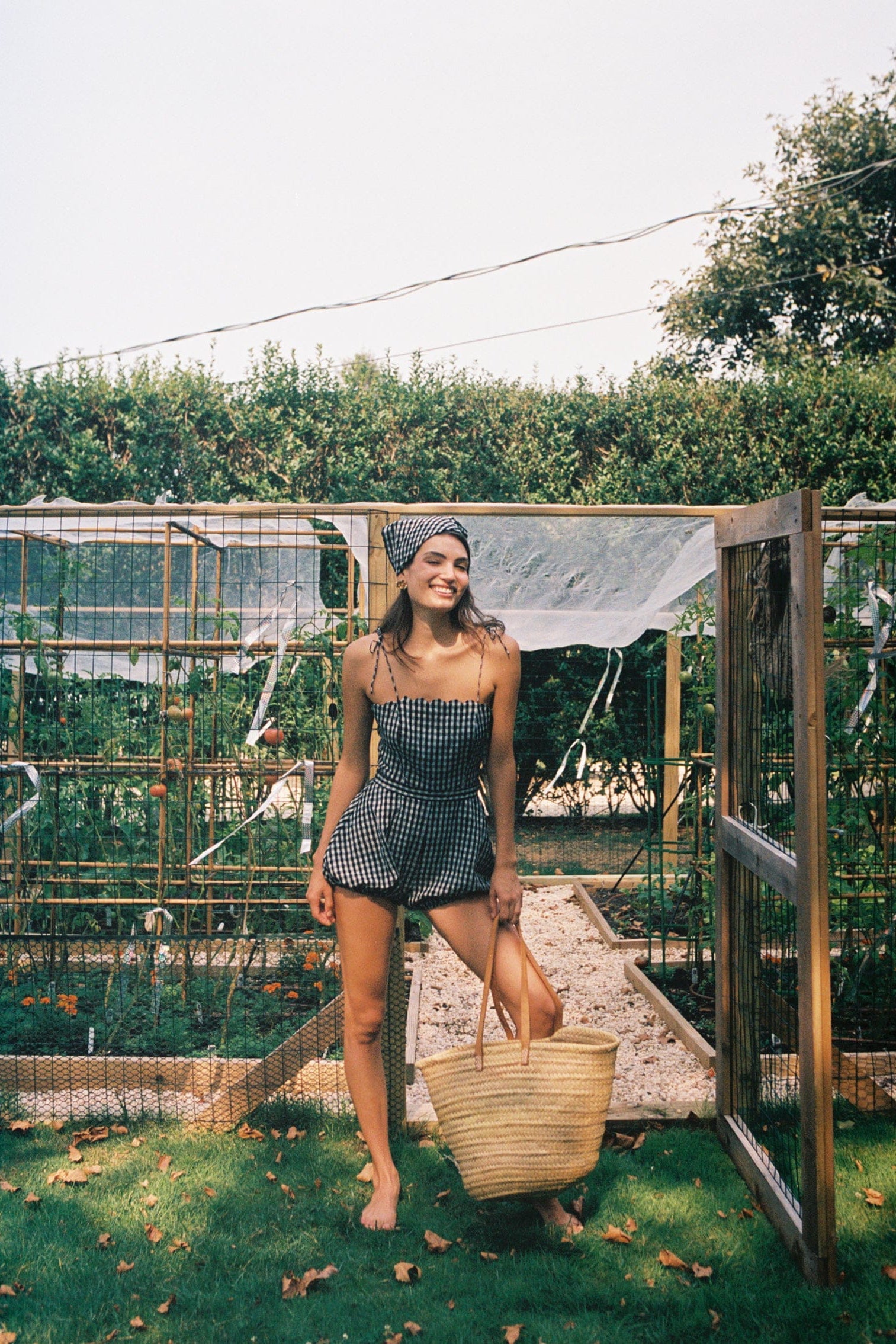 Sister Swim Tops Bette Romper Black and White Check