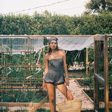 Sister Swim Tops Bette Romper Black and White Check