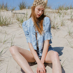 Sister Swim Tops Scalloped Top Sky Bandana Print