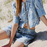 Sister Swim Tops Scalloped Top Sky Bandana Print