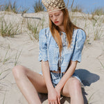 Sister Swim Tops Scalloped Top Sky Bandana Print