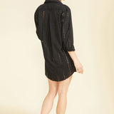 SITANO Cover Up Positano Shirt Dress - Black