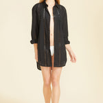 SITANO Cover Up Positano Shirt Dress - Black