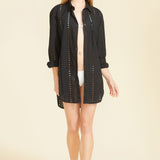SITANO Cover Up Positano Shirt Dress - Black