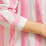 SITANO Cover Up Positano Shirt Dress - Pink/White Cabana Stripes