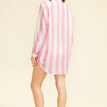 SITANO Cover Up Positano Shirt Dress - Pink/White Cabana Stripes