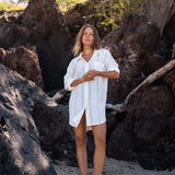 SITANO Cover Up White / XS Positano Shirt Dress - White