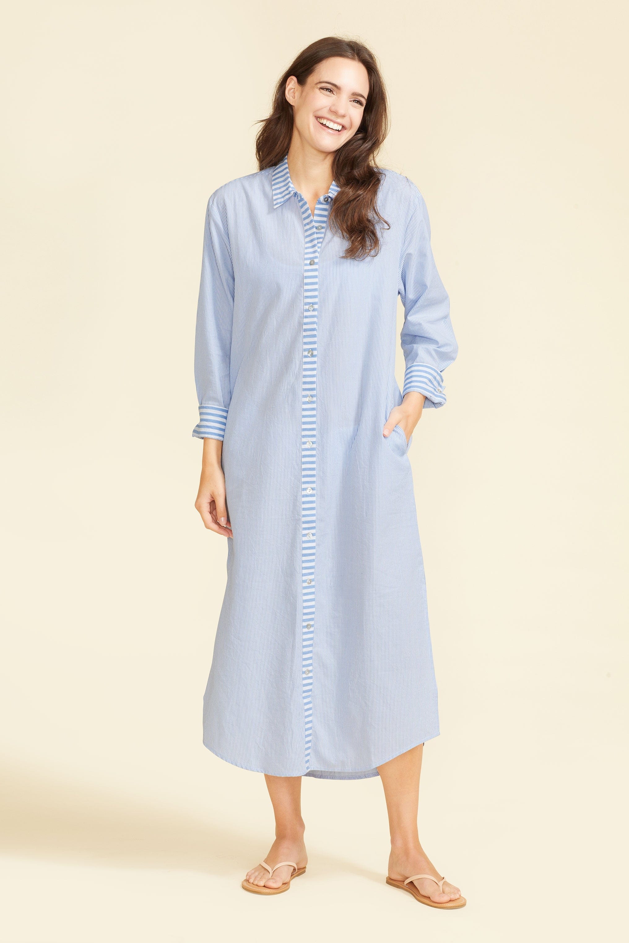 SITANO Cover Up Riga Dress - Blue Stripes