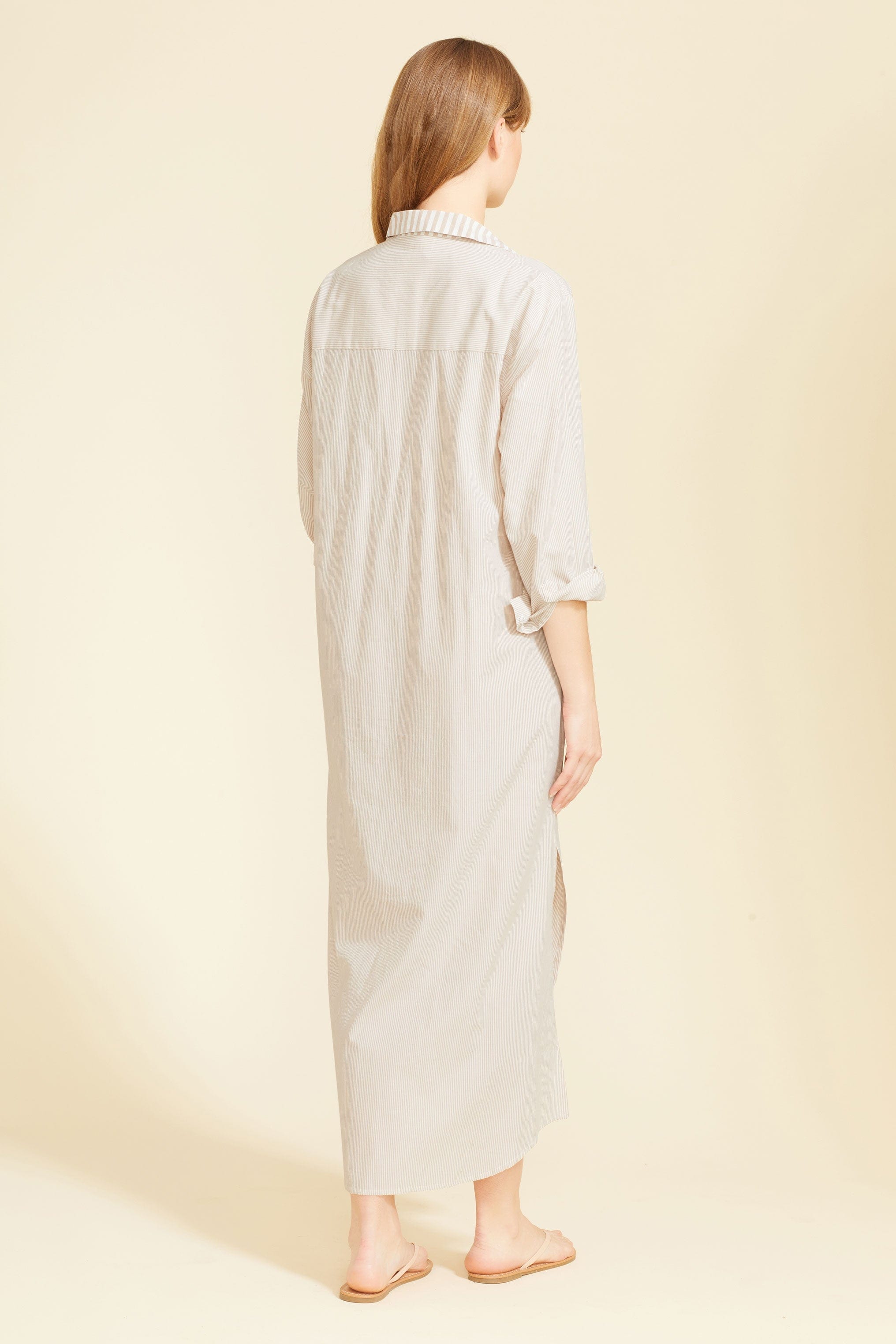 SITANO Cover Up Riga Dress - Tan Stripes