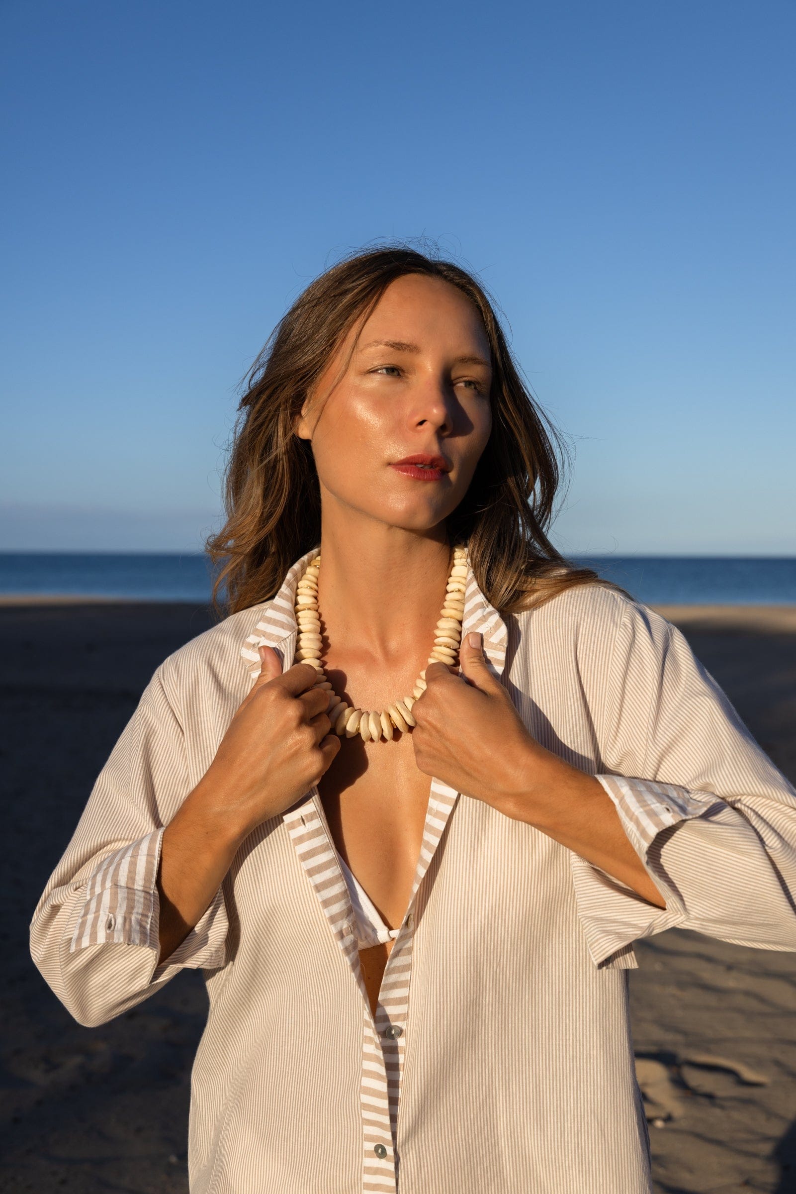 SITANO Cover Up XS / Tan Riga Dress - Tan Stripes