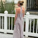 SITANO Dress Amore Halter Dress - Brown/White Stripes
