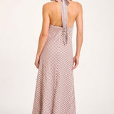 SITANO Dress Amore Halter Dress - Brown/White Stripes