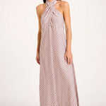 SITANO Dress Brown Stripes / XS Amore Halter Dress - Brown/White Stripes