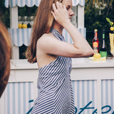 SITANO Dress Amore Halter Dress - Navy/White Stripes