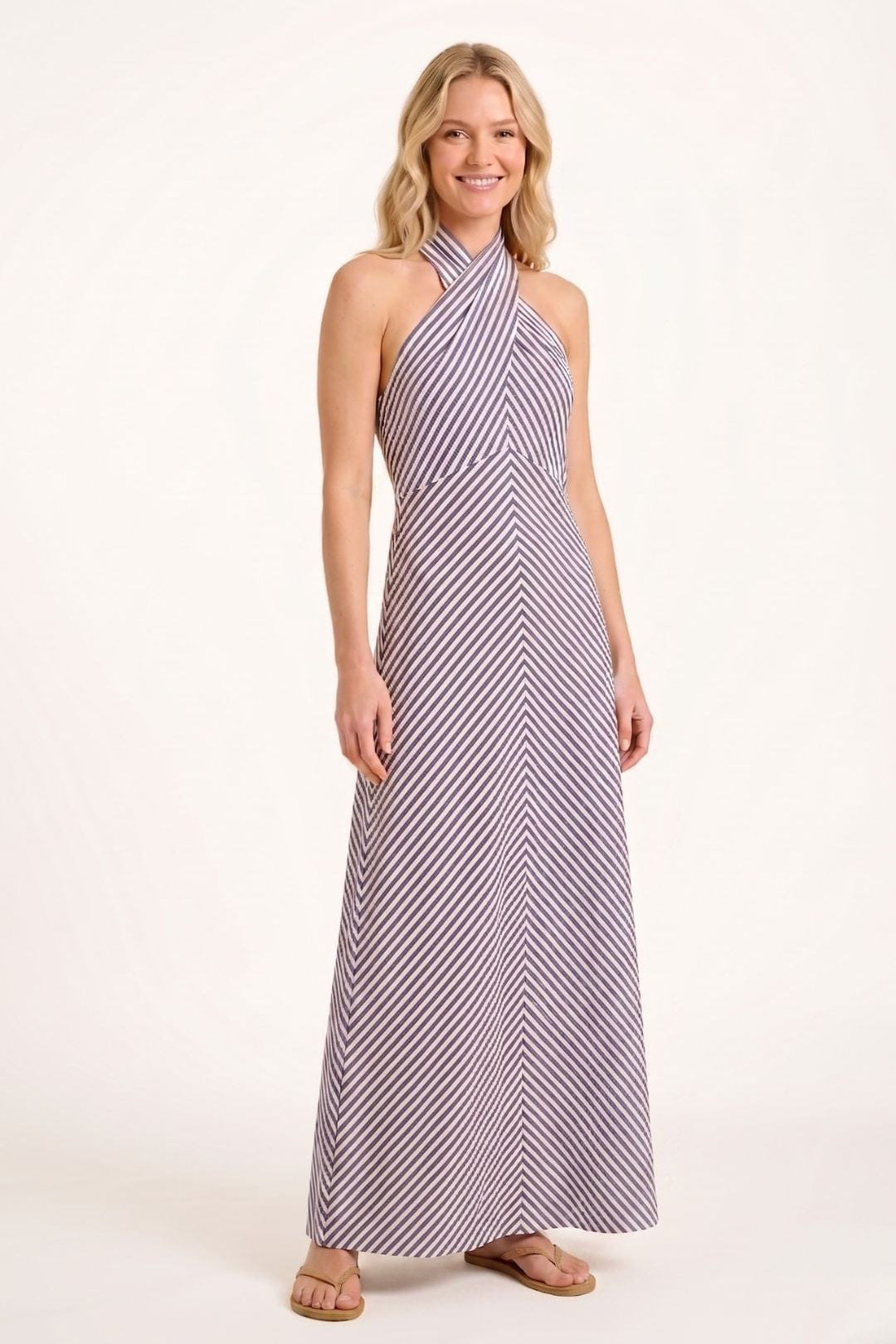 SITANO Dress Amore Halter Dress - Navy/White Stripes