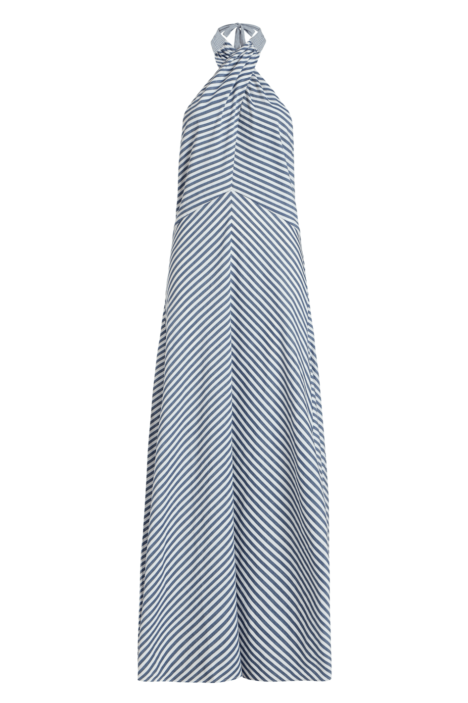 Amore Halter Dress Navy White Stripes