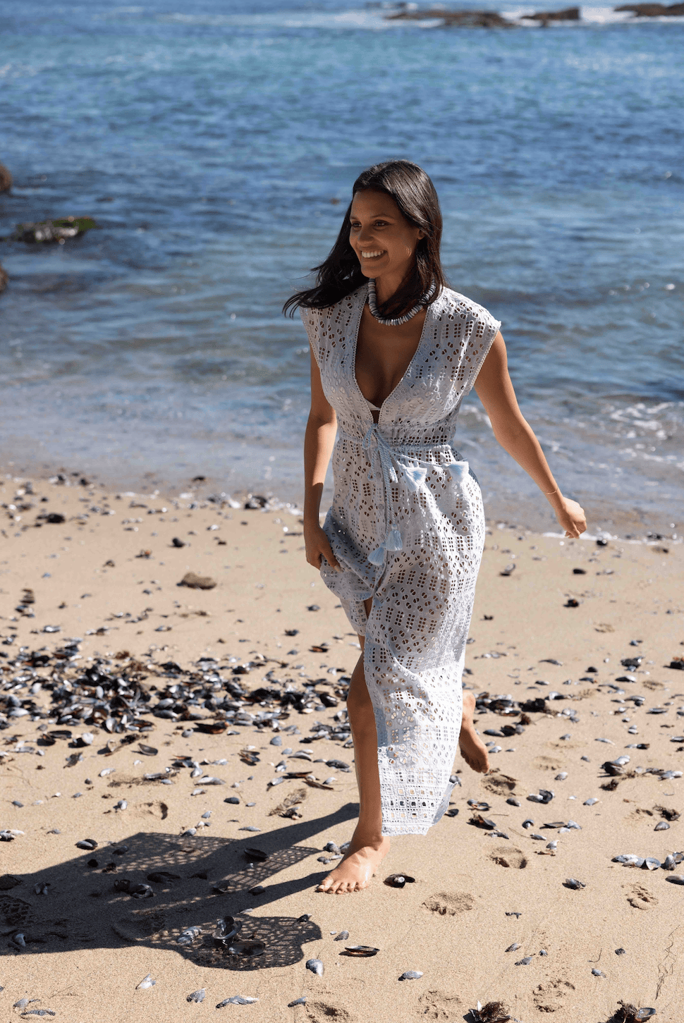 SITANO Dress Fontelina Dress - Lucca Eyelet Light Blue