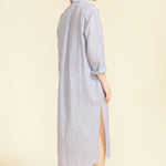 SITANO Dress Lido Midi Shirt Dress - Light Blue Stripes