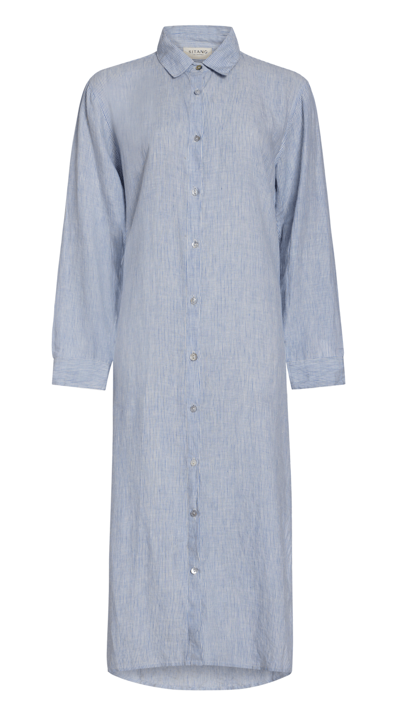 SITANO Dress Lido Midi Shirt Dress - Light Blue Stripes