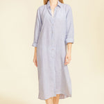 SITANO Dress Lido Midi Shirt Dress - Light Blue Stripes